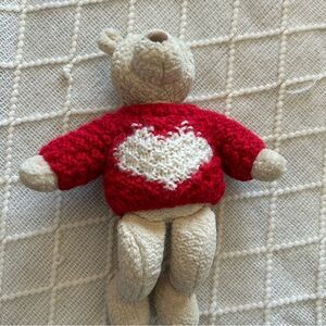 Gund heart throb 1467 Teddy Bear Heart Sweater Stuffed animal Plushie Vintage
